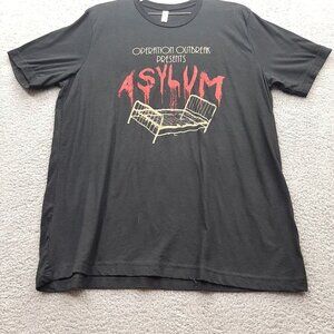 Operation Outbreak Asylum Graphic T-Shirt XL Canvas Unisex Black Short Sleeve